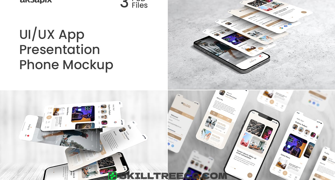 UI/UX App Presentation - Phone Mockup（870587）-技能树